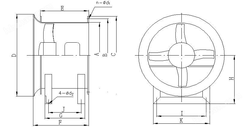 轴流风机T35-Ⅱ-4.5材质玻璃钢,钢制