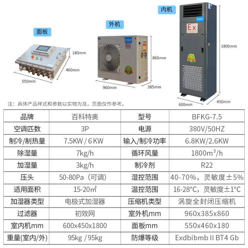 3匹恒溫恒濕防爆空調 BFKG-7.5 參數(shù)全解析