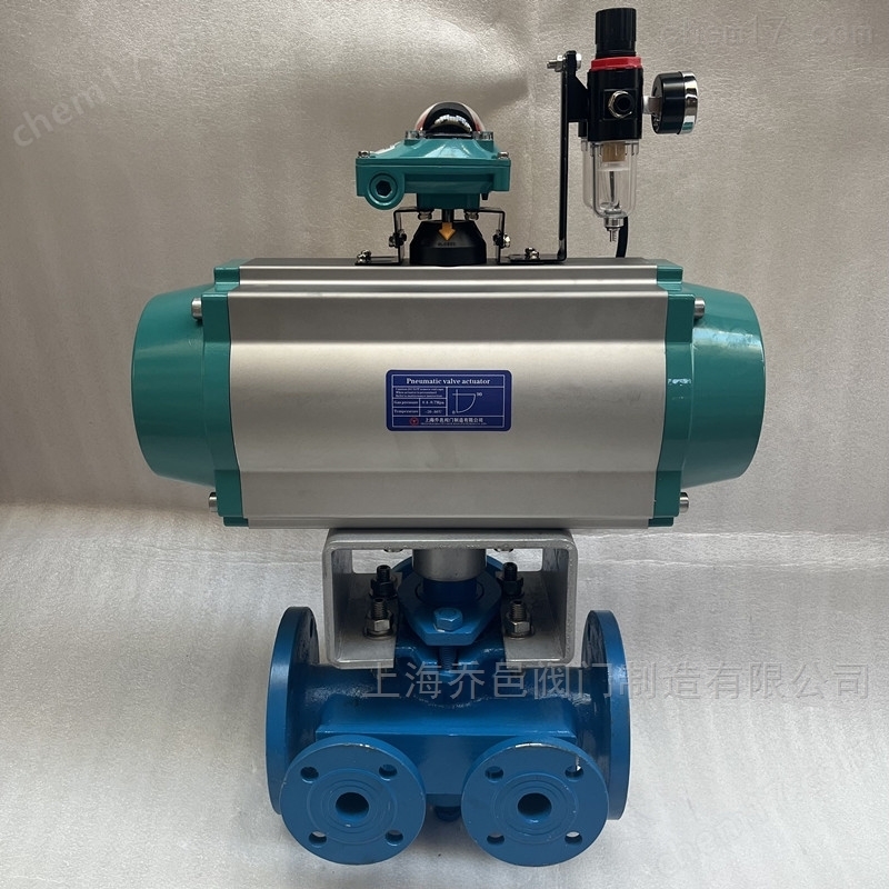 双电控气动沥青保温三通旋塞阀.jpg 双电磁阀控制气动保温三通沥青阀