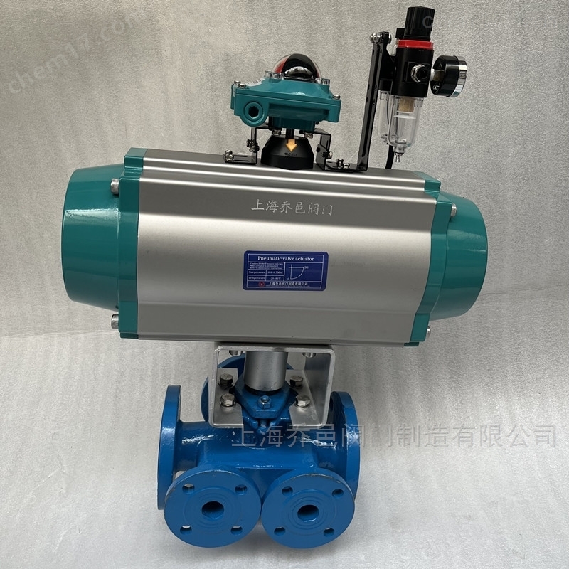 气动沥青保温三通旋塞阀 双电磁阀控制气动保温三通沥青阀